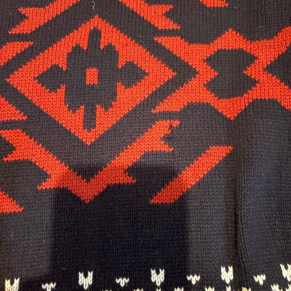 NWOT Lucky Brand Women’s Navy Shawl Collar Patterned Open Front Sweater Large - Picture 3 of 3